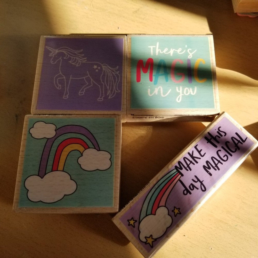 Lot of 4 Unicorn Rainbow Stamps
